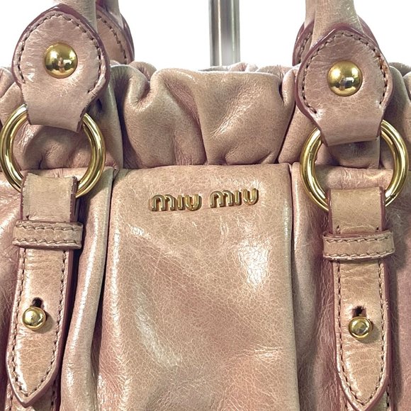 Auc Miu Miu Vitello Lux Gathered Shine Crossbody/Satchel/bag - Picture 4 of 16